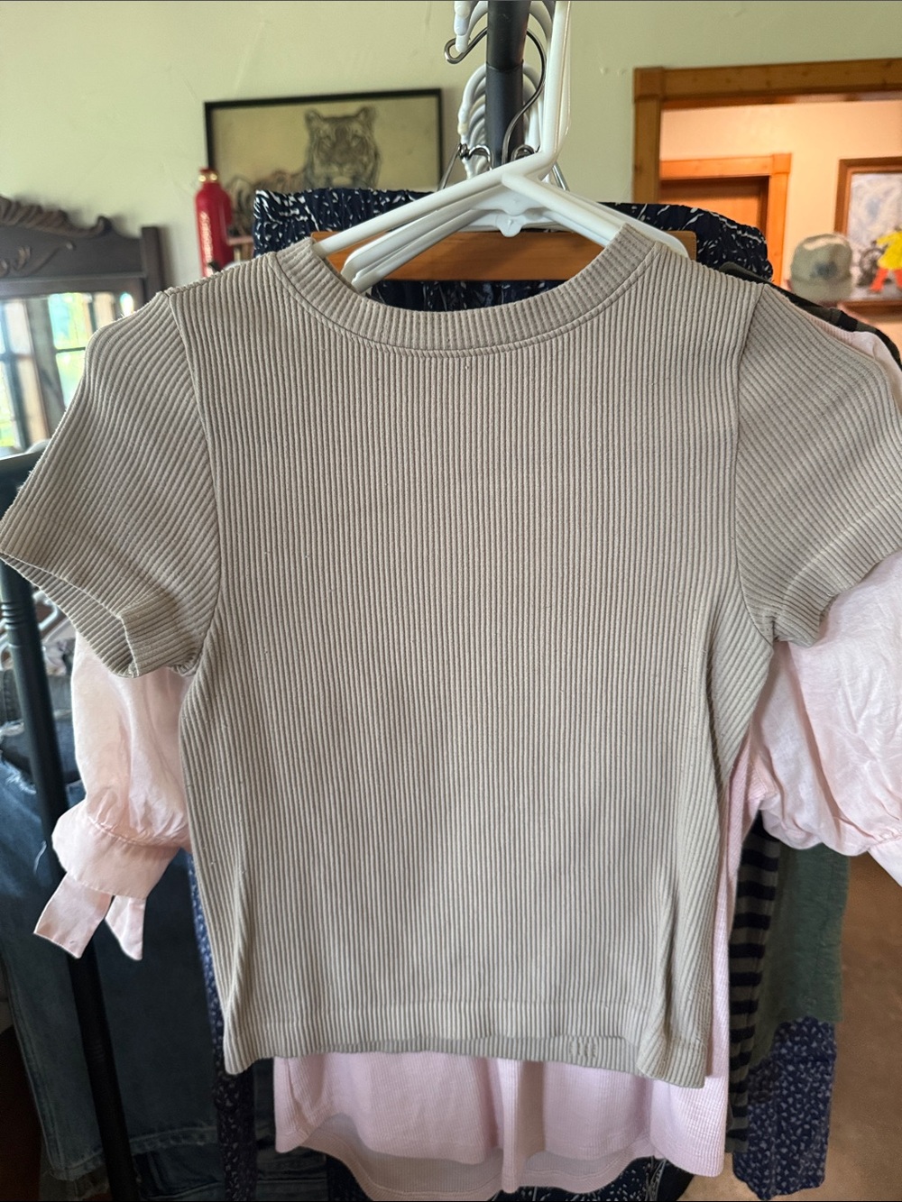 Old Navy Ribbed Short Sleeve Tee - Taupe